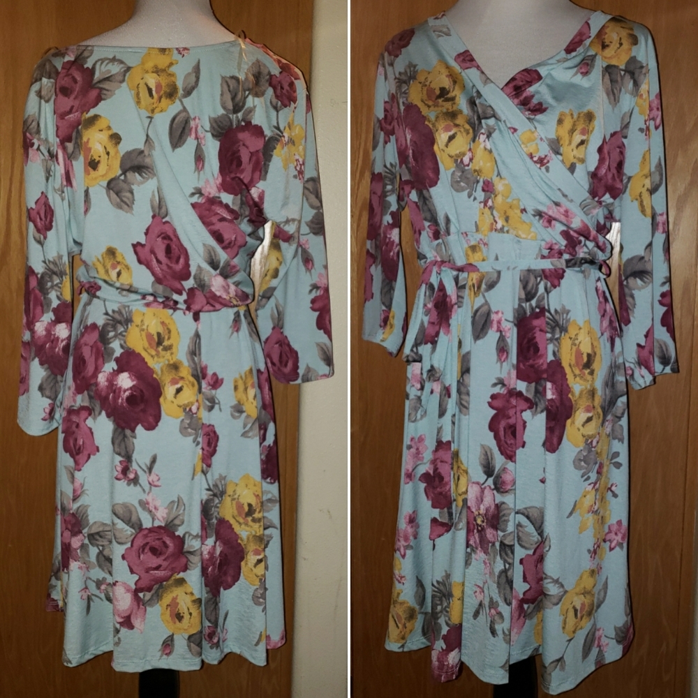 Aqua Floral Dress - Picture 5 of 5